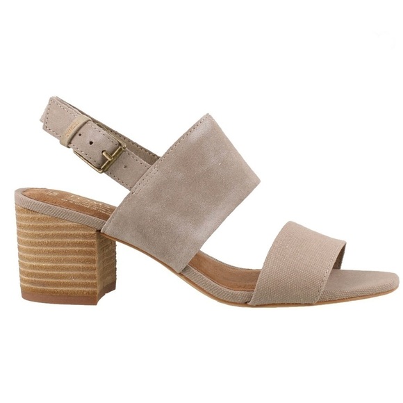 Toms Poppy Mid Heel Sandal in Taupe Medium Size 7.5 - Picture 1 of 9